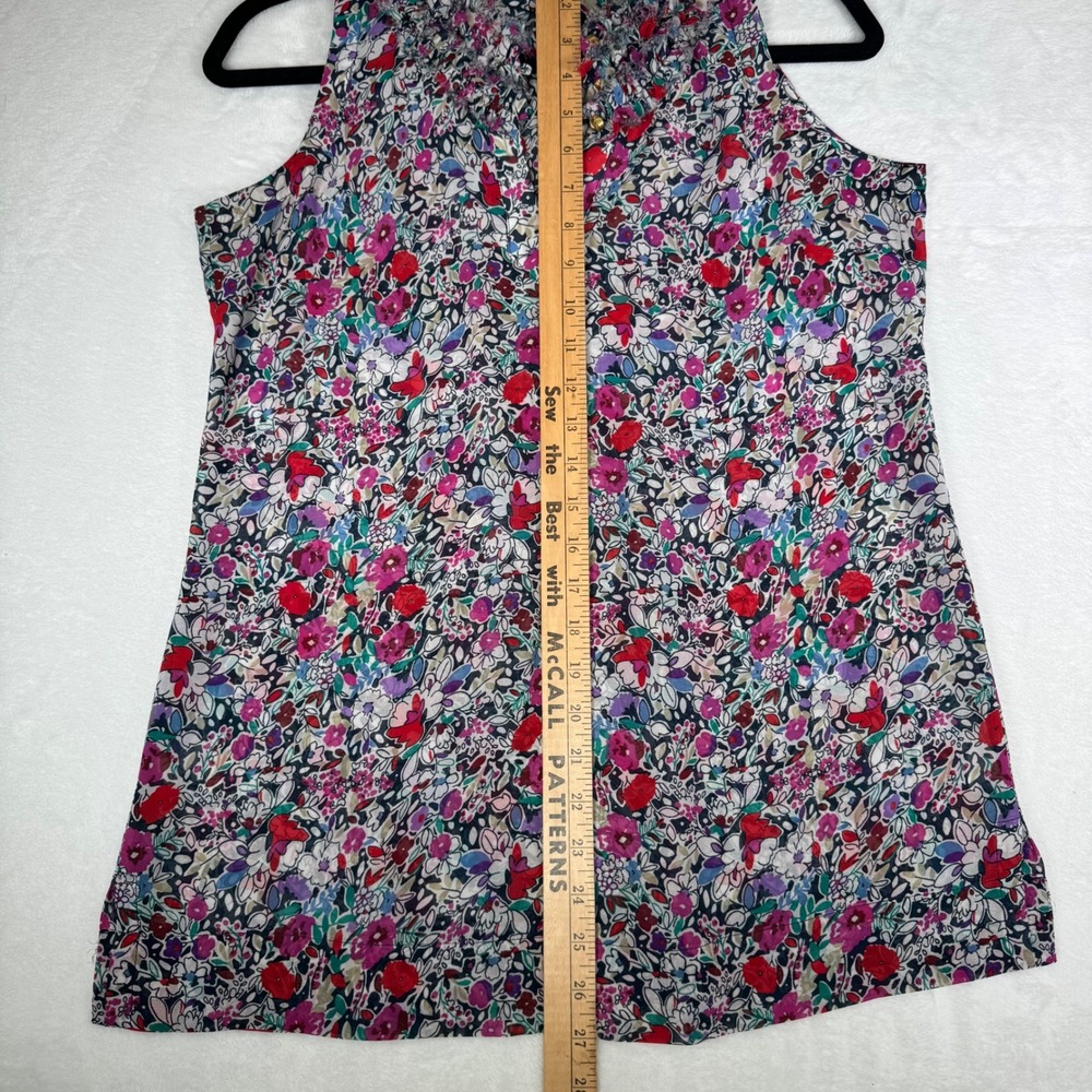 Cabi Womens Top XS Sleeveless Liberty Floral Print Ruffle Collar Button Detail - Picture 8 of 8
